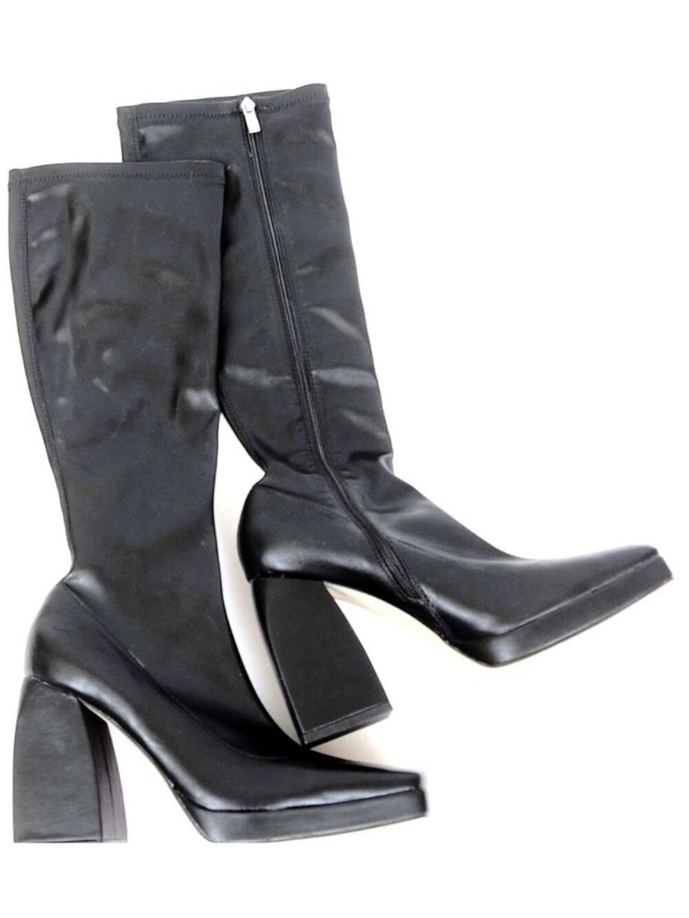 Princess Polly Montgomery Women's 8 Boots Matte Black Knee High Platform Stretch